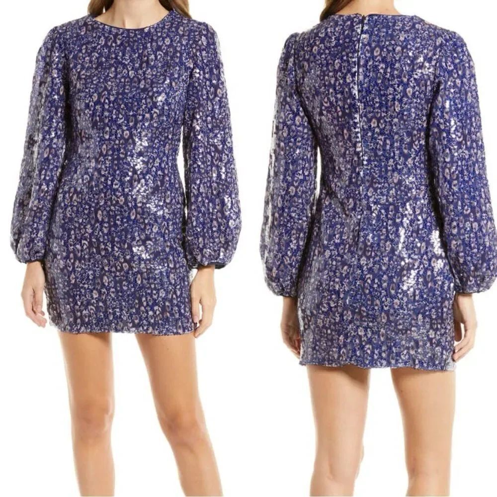 BTFL-Life NWT Sequin Puff Sleeve Dress in Midnight Size M